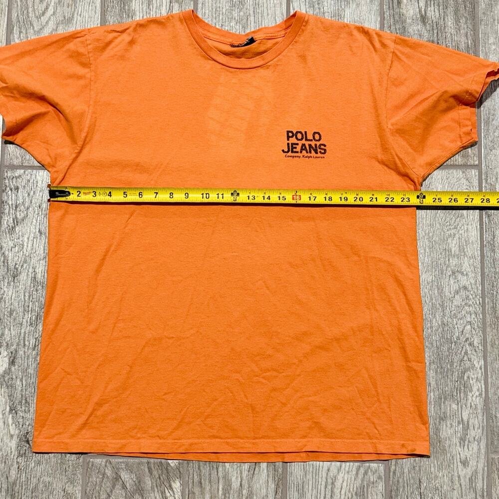 Ralph Lauren Polo Jeans Mens Vtg T-Shirt XL Orange Tropical Beach‎ Graphic Print - Picture 5 of 7